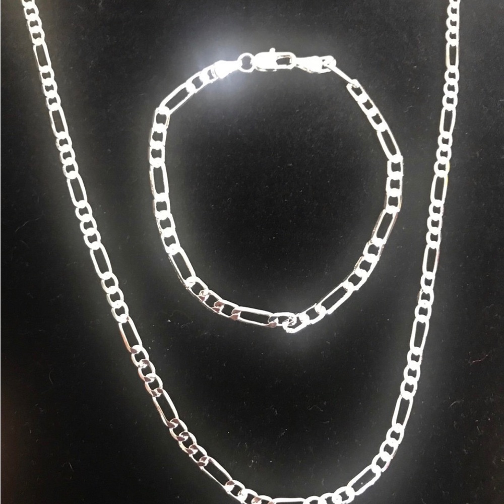 Elegant Sterling Silver Necklace and Bracelet Set
